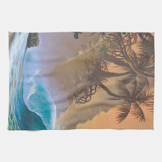 Hanalei Bay Beach Surf Geschirrtuch (Horizontal)