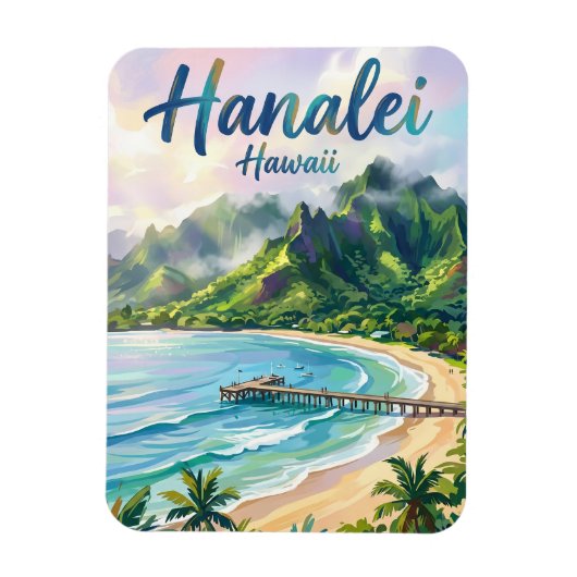 Hanalei Bay Hawaii Magnet (Vertikal)