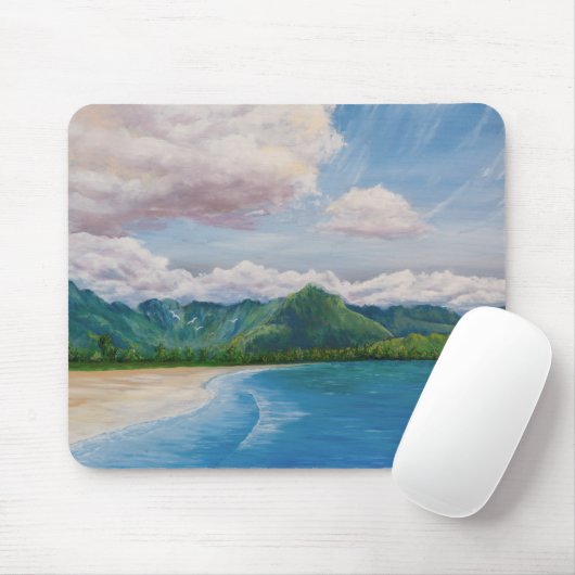 Hanalei Bay Hawaii Painting Mousepad (Mit Mouse)