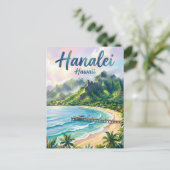 Hanalei Bay Hawaii Postkarte (Stehend Vorderseite)