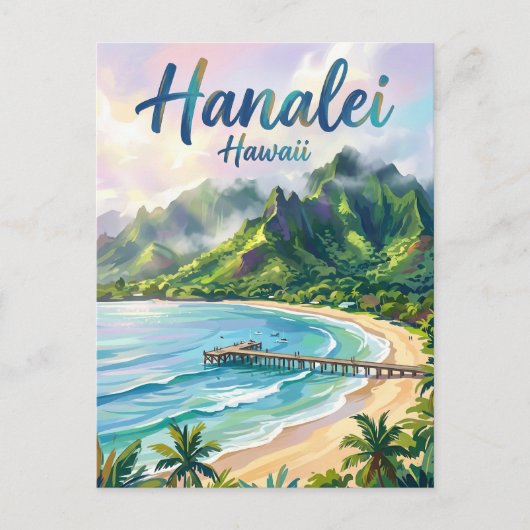 Hanalei Bay Hawaii Postkarte (Vorderseite)
