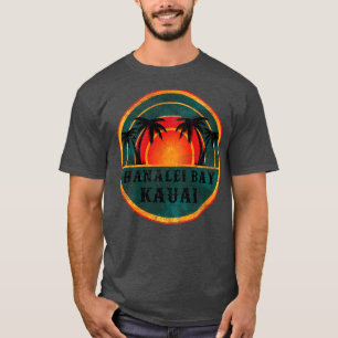 Hanalei Bay Kauai Beach Vintag Retro Sunset T-Shirt