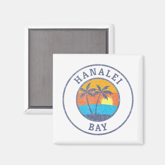 Hanalei Bay, Kauai Faded Classic Style Magnet (Vorderseite/Rückseite)