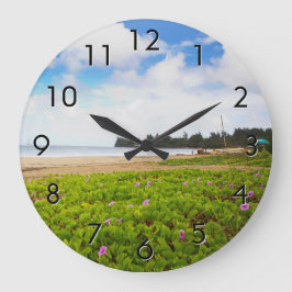 Hanalei Bay, Kauai Hawaii Beach Blume Große Wanduhr