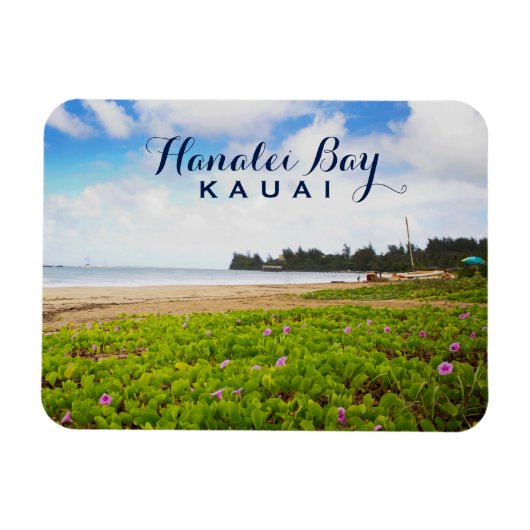 Hanalei Bay, Kauai Hawaii Beach Blume Magnet (Horizontal)
