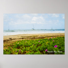 Hanalei Bay Kauai Hawaii ・ Beach & Boats Scene Poster