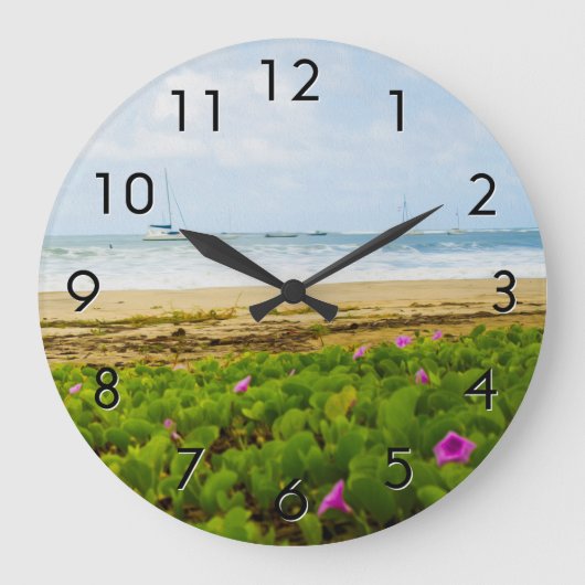 Hanalei Bay Kauai Hawaii Beach & Boote Große Wanduhr (Vorderseite)