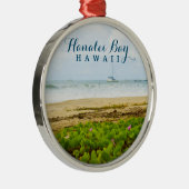 Hanalei Bay Kauai Hawaii Beach & Boote Ornament Aus Metall (Rechts)