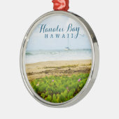 Hanalei Bay Kauai Hawaii Beach & Boote Ornament Aus Metall (Links)