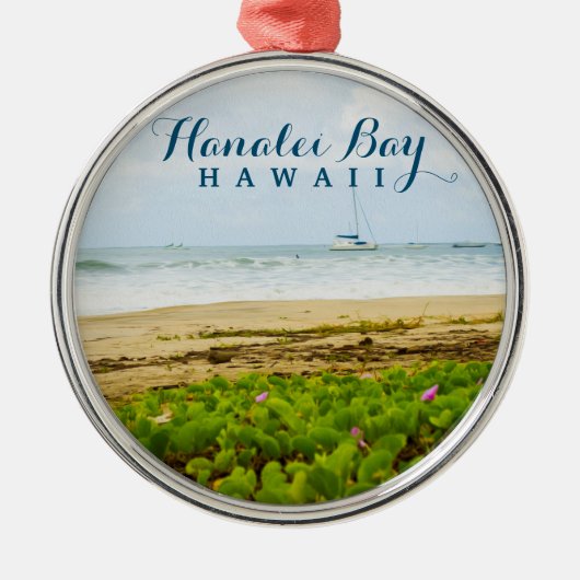 Hanalei Bay Kauai Hawaii Beach & Boote Ornament Aus Metall (Vorne)