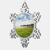 Hanalei Bay Kauai Hawaii Schneeflocken Zinn-Ornament (Rechts)