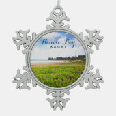 Hanalei Bay Kauai Hawaii Schneeflocken Zinn-Ornament (Vorderseite)