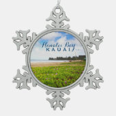 Hanalei Bay Kauai Hawaii Snowflake Pewter Christma Schneeflocken Zinn-Ornament (Vorderseite)