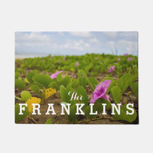 Hanalei Bay, Kauai Morning Glory Lila Blume Fußmatte (Vorderseite)