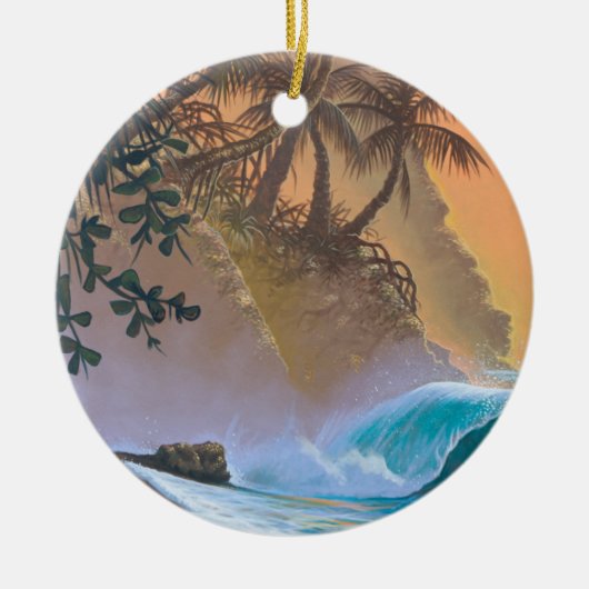 Hanalei Bucht-Strand-Brandung Keramik Ornament (Vorne)