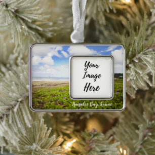 Hanalei Bucht • Strand Kauais Hawaii Rahmen-Ornament Silber