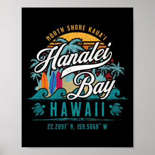Hanalei Byy North Shore Kauai Hawaii Retro Sonnenu Poster