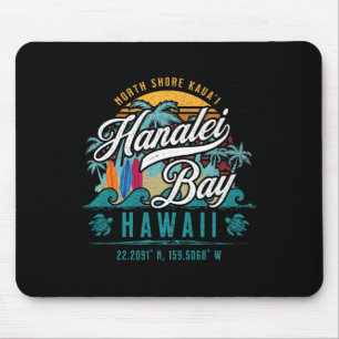 Hanalei Byy North Shore Kauai Hawaii Retro Sun Sur Mousepad