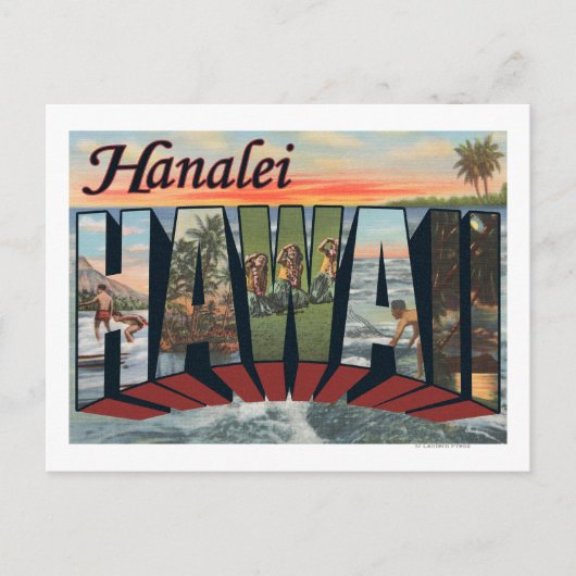 Hanalei, Hawaii - Große Briefszenen Postkarte (Vorderseite)