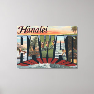 Hanalei, Hawaii - große Buchstabe-Szenen Leinwanddruck