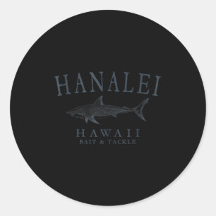 Hanalei Hawaii Hai Retro-Schiefer Kunst Angeln Tan Runder Aufkleber