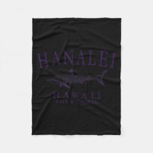 Hanalei Hawaii Hai vintage Pflaume Kunst Angeln Fleecedecke