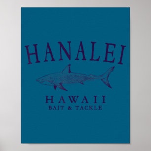 Hanalei Hawaii Hai vintage Pflaume Kunst Angeln  Poster