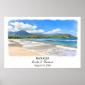 Hanalei Hawaii Poster, Aquarell, Maßanfertigung Poster (Vorne)