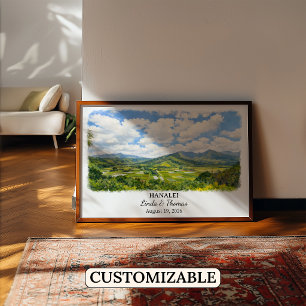 Hanalei Hawaii Poster, Aquarell, Maßgeschneidert Poster
