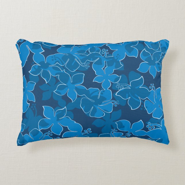 Hanalei Hawaiian Hibiskus Camouflage Floral Zierkissen (Vorderseite)