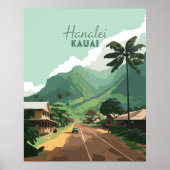 Hanalei Kauai Hawaii Bay Mountains Green Poster (Vorne)