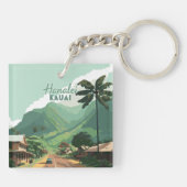 Hanalei Kauai Hawaii Bay Mountains Green Schlüsselanhänger (Rückseite)