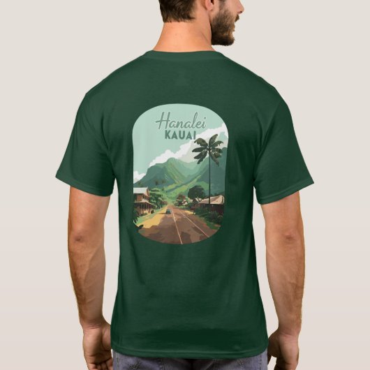Hanalei Kauai Hawaii Bay Mountains Green T-Shirt (Rückseite)