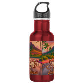 Hanalei Kauai Hawaii Retro Volcano Road 1950s Edelstahlflasche (Vorderseite)