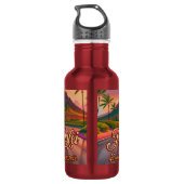 Hanalei Kauai Hawaii Retro Volcano Road 1950s Edelstahlflasche (Rückseite)