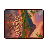 Hanalei Kauai Hawaii Retro Volcano Road 1950s Magnet (Horizontal)