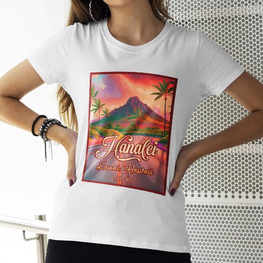 Hanalei Kauai Hawaii Retro Volcano Road 1950s T-Shirt
