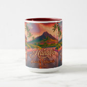 Hanalei Kauai Hawaii Retro Volcano Road 1950s Tasse (Zentrum)