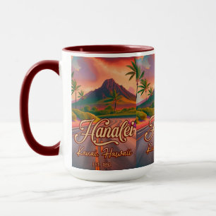 Hanalei Kauai Hawaii Retro Volcano Road 1950s Tasse