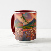 Hanalei Kauai Hawaii Retro Volcano Road 1950s Tasse (Vorderseite Links)
