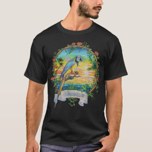Hanalei, Kauai Vintage-Sonnenuntergang-Papageien-U T-Shirt