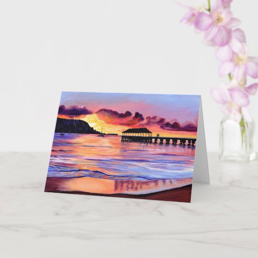Hanalei Pier Sunset Card Karte (Orchidee)