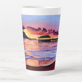 Hanalei Pier Sunset Kauai Beach Latte Tasse