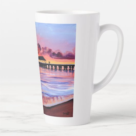 Hanalei Pier Sunset Kauai Beach Latte Tasse (Rechts)