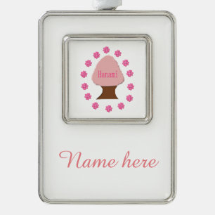 Hanami Japanese Cherry Tree Personalisiert Rahmen-Ornament Silber