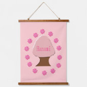 Hanami Japanese Cherry Tree Wandteppich Mit Holzrahmen (Vorderseite)