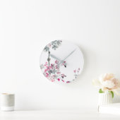 Hanami | Sakurazweig blühend Runde Wanduhr (Zuhause)