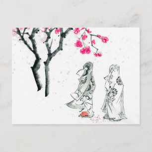 Hanami Wird Watching sakura flowers bloom Feiertagspostkarte