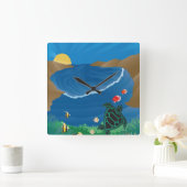 Hanauma Bay Hawaii Quadratische Wanduhr (Zuhause)