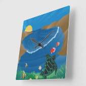 Hanauma Bay Hawaii Quadratische Wanduhr (Winkel)